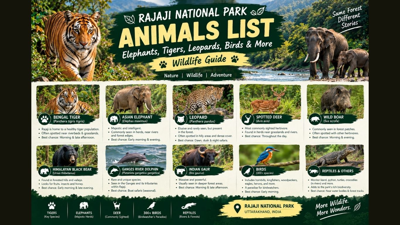 Rajaji National Park Animals List: Elephants, Tigers, Leopards, Birds & More | Wildlife Guide